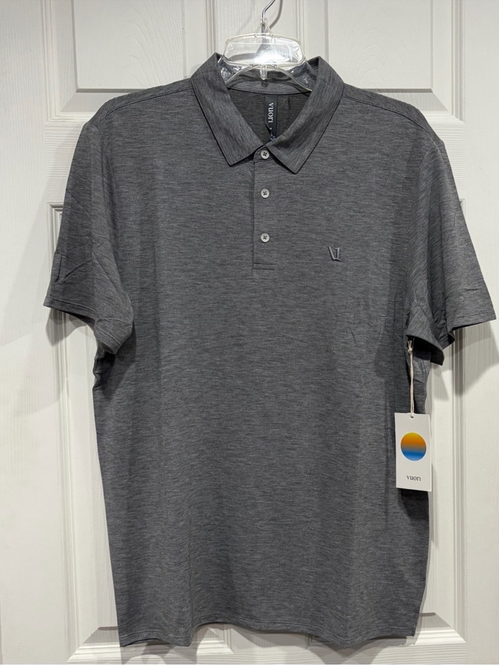 Vuori Men's XL Knit Twill Polo Heather Grey NWT Golf 4-Way Stretch Twill